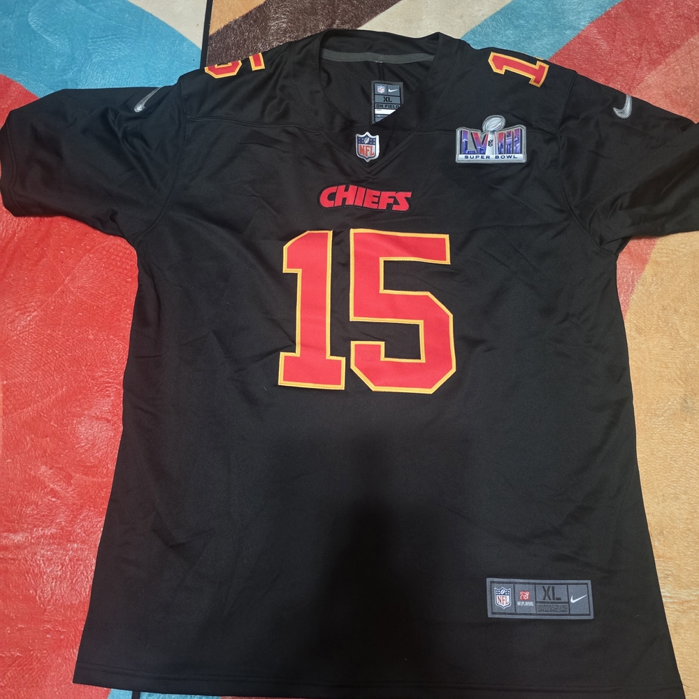 Nike Kansas City Chiefs LVIII Black Jersey SIZE XL